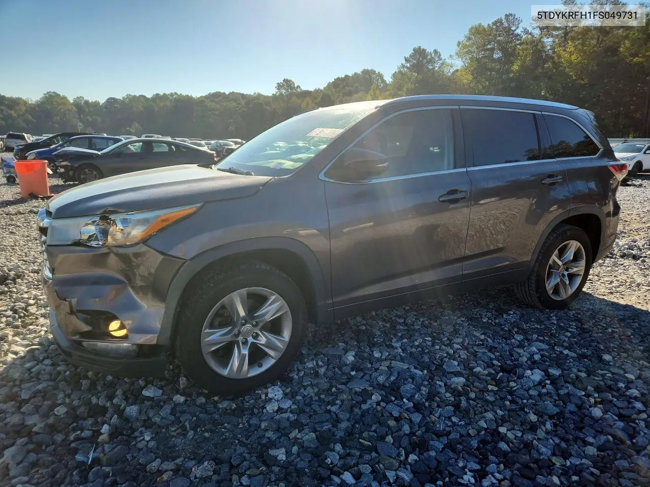 TOYOTA HIGHLANDER 2015, VIN 5TDYKRFH1FS049731