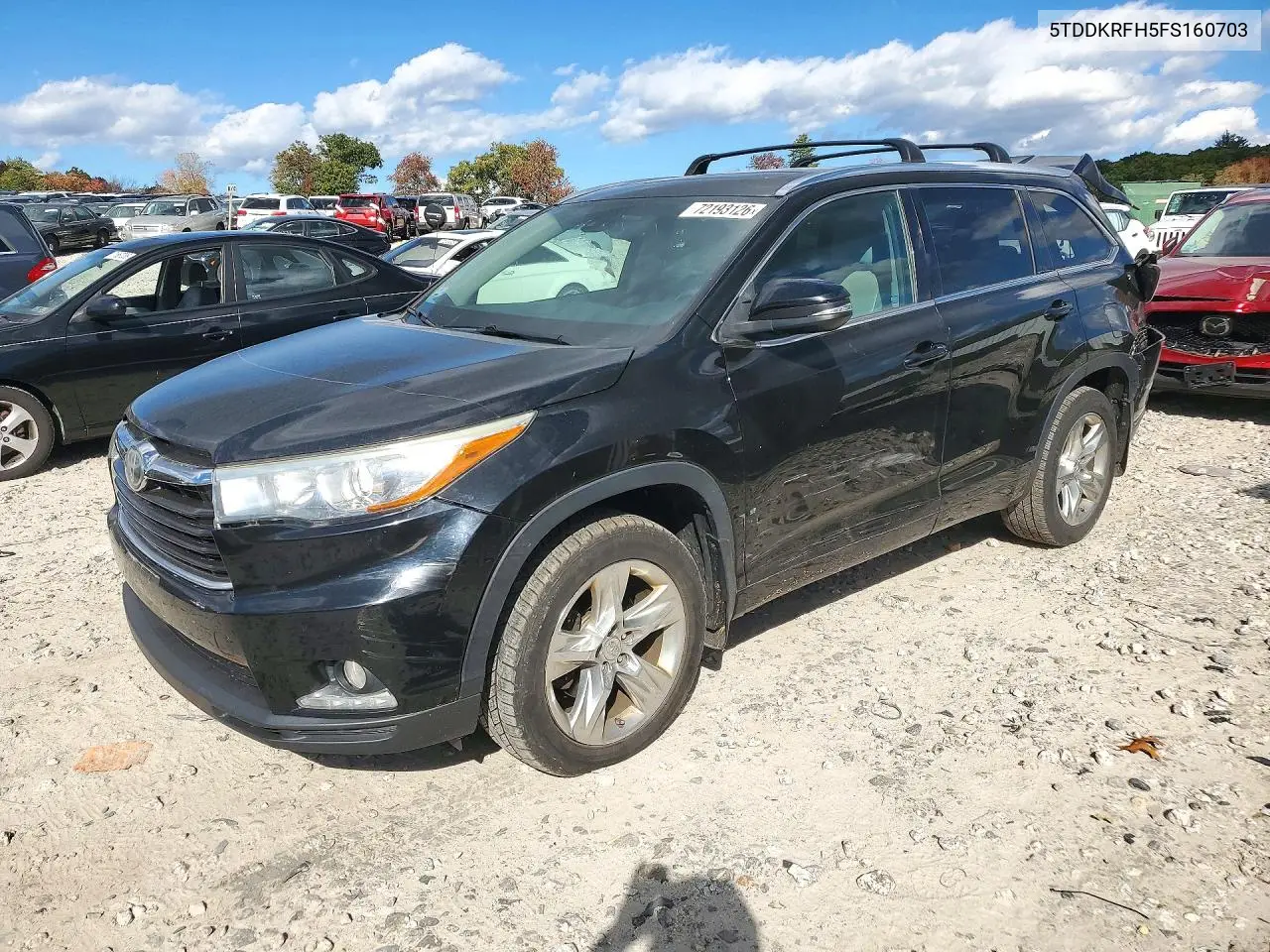 TOYOTA HIGHLANDER 2015, VIN 5TDDKRFH5FS160703