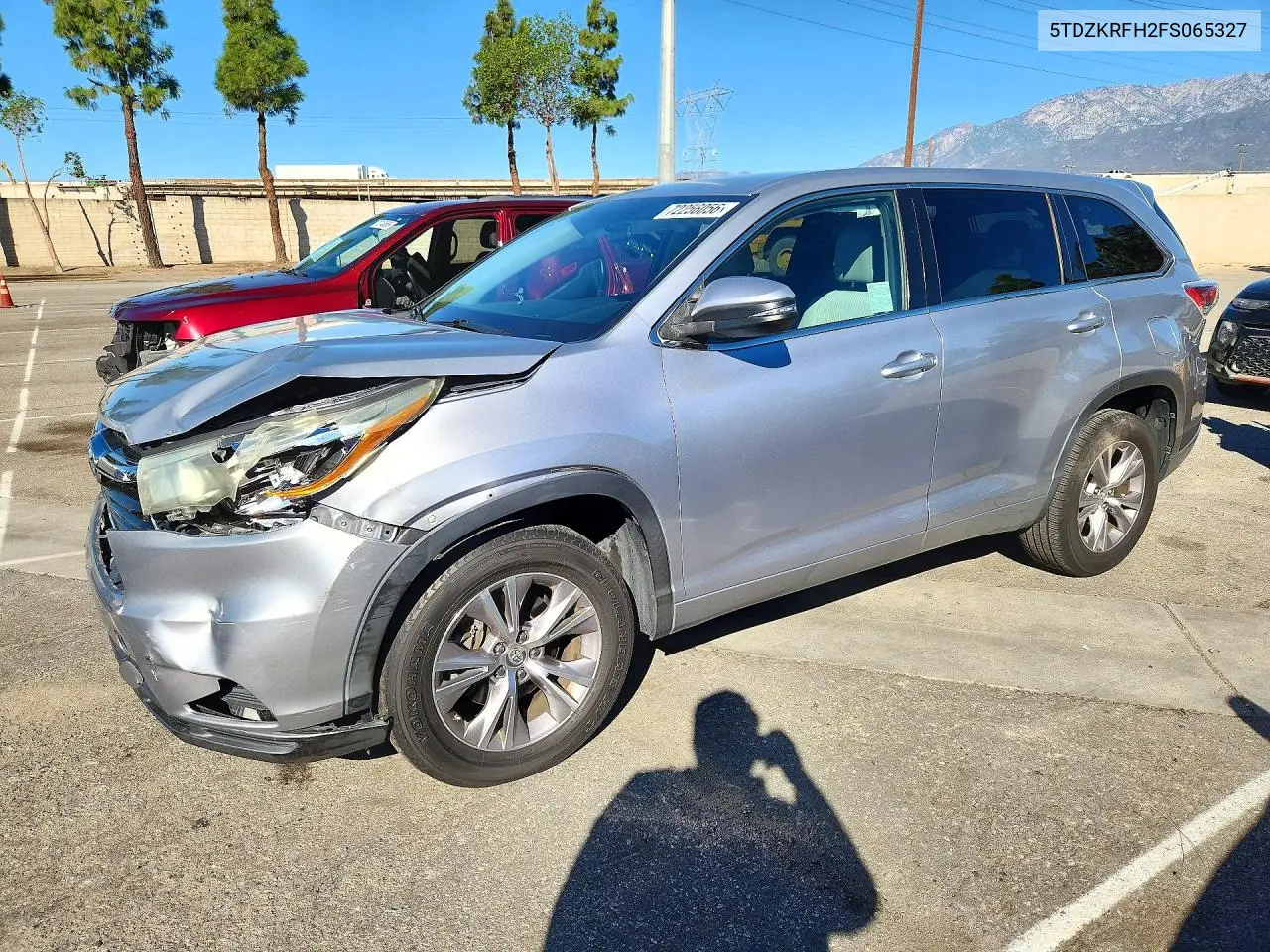 TOYOTA HIGHLANDER 2015, VIN 5TDZKRFH2FS065327