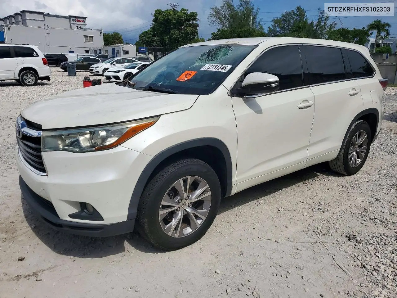 TOYOTA HIGHLANDER 2015, VIN 5TDZKRFHXFS102303
