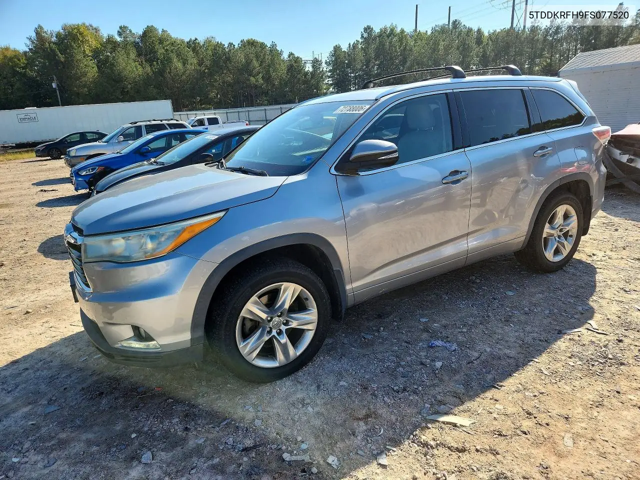 TOYOTA HIGHLANDER 2015, VIN 5TDDKRFH9FS077520