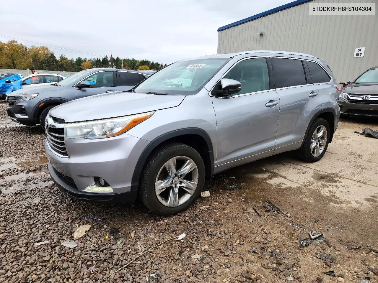 TOYOTA HIGHLANDER 2015, VIN 5TDDKRFH8FS104304