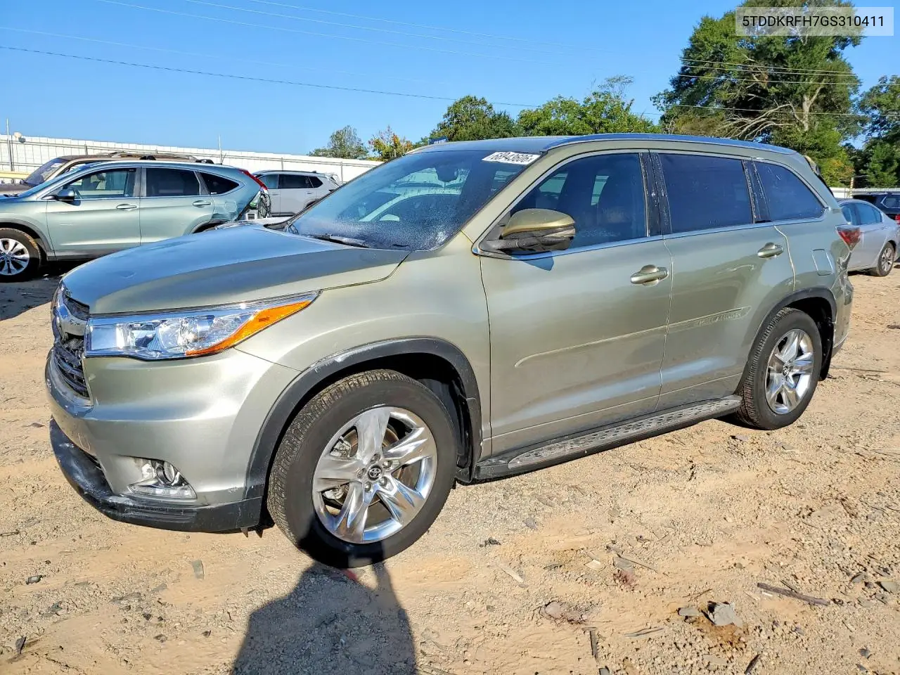 TOYOTA HIGHLANDER 2016, VIN 5TDDKRFH7GS310411
