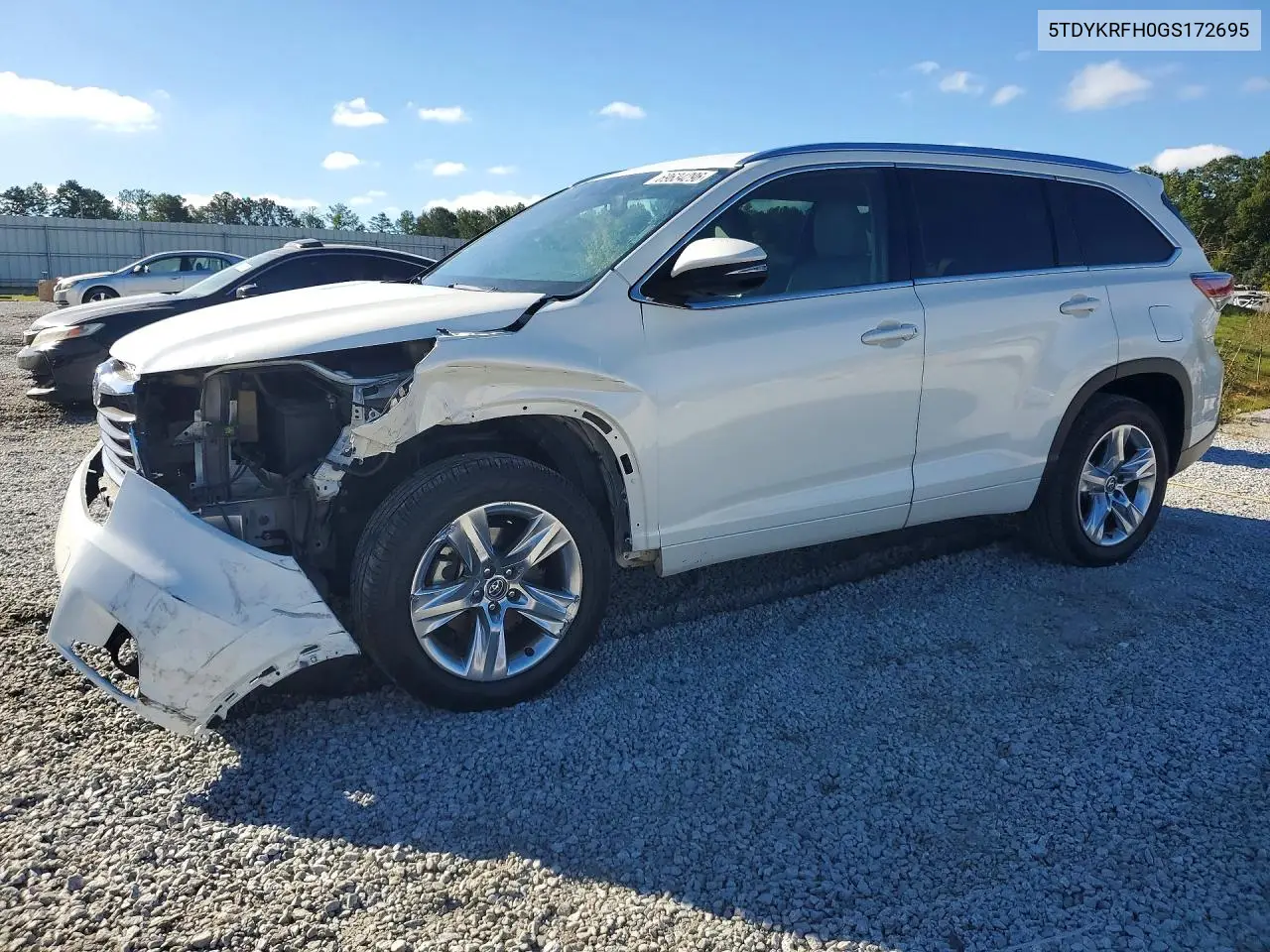 TOYOTA HIGHLANDER 2016, VIN 5TDYKRFH0GS172695