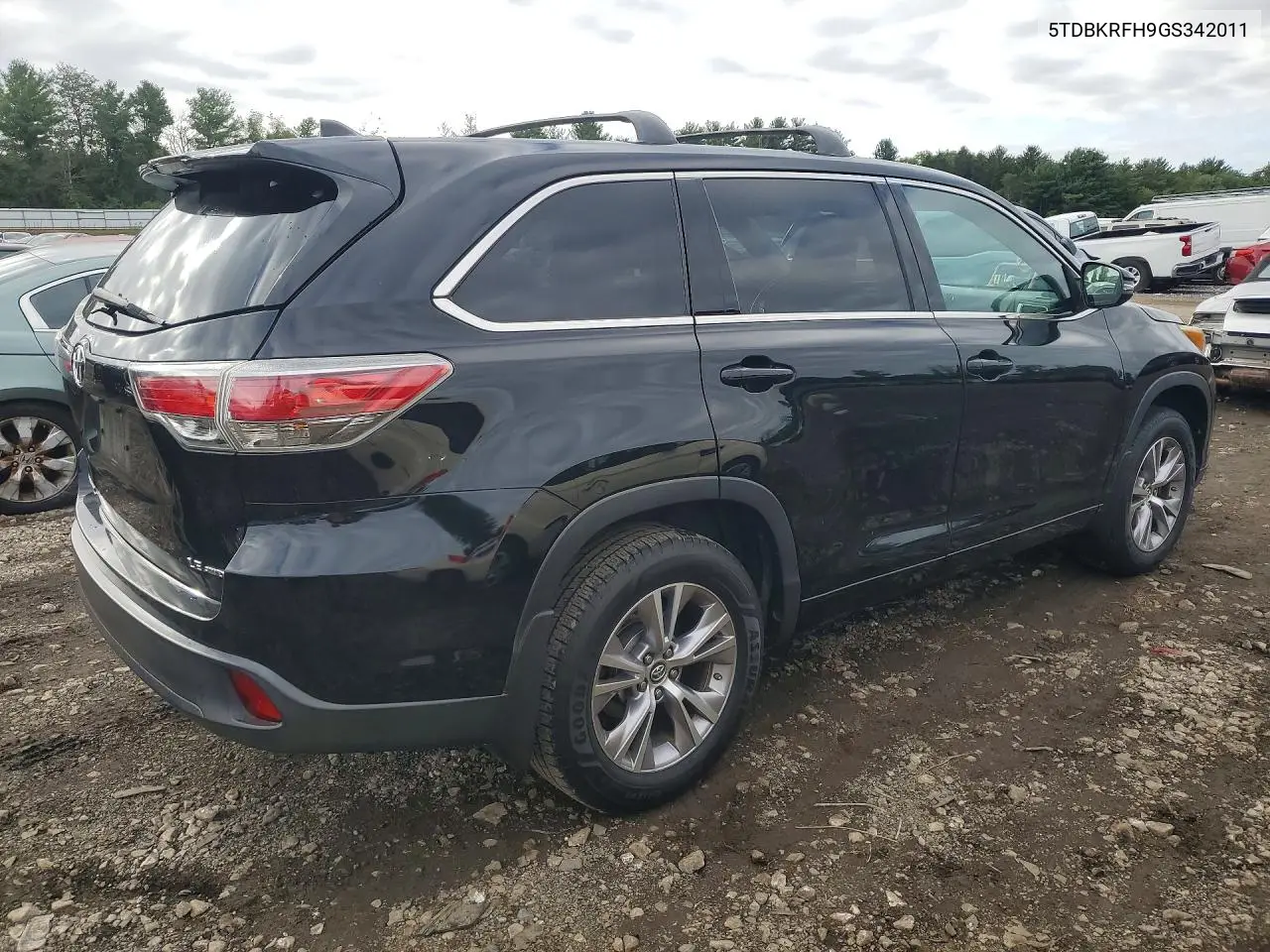 2016 TOYOTA HIGHLANDER VIN 5TDBKRFH9GS342011 — фото 3