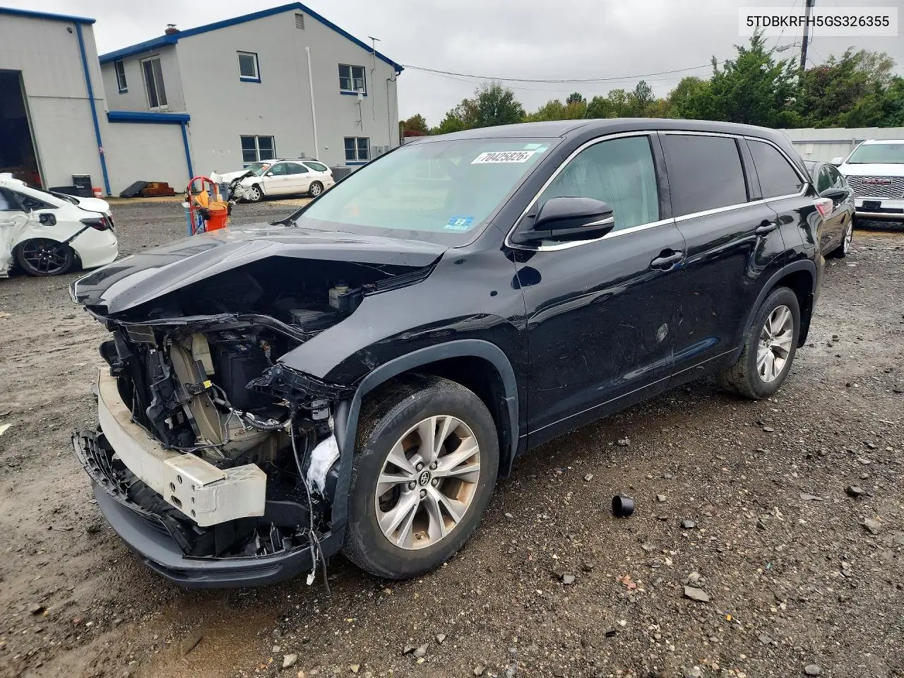 TOYOTA HIGHLANDER 2016, VIN 5TDBKRFH5GS326355