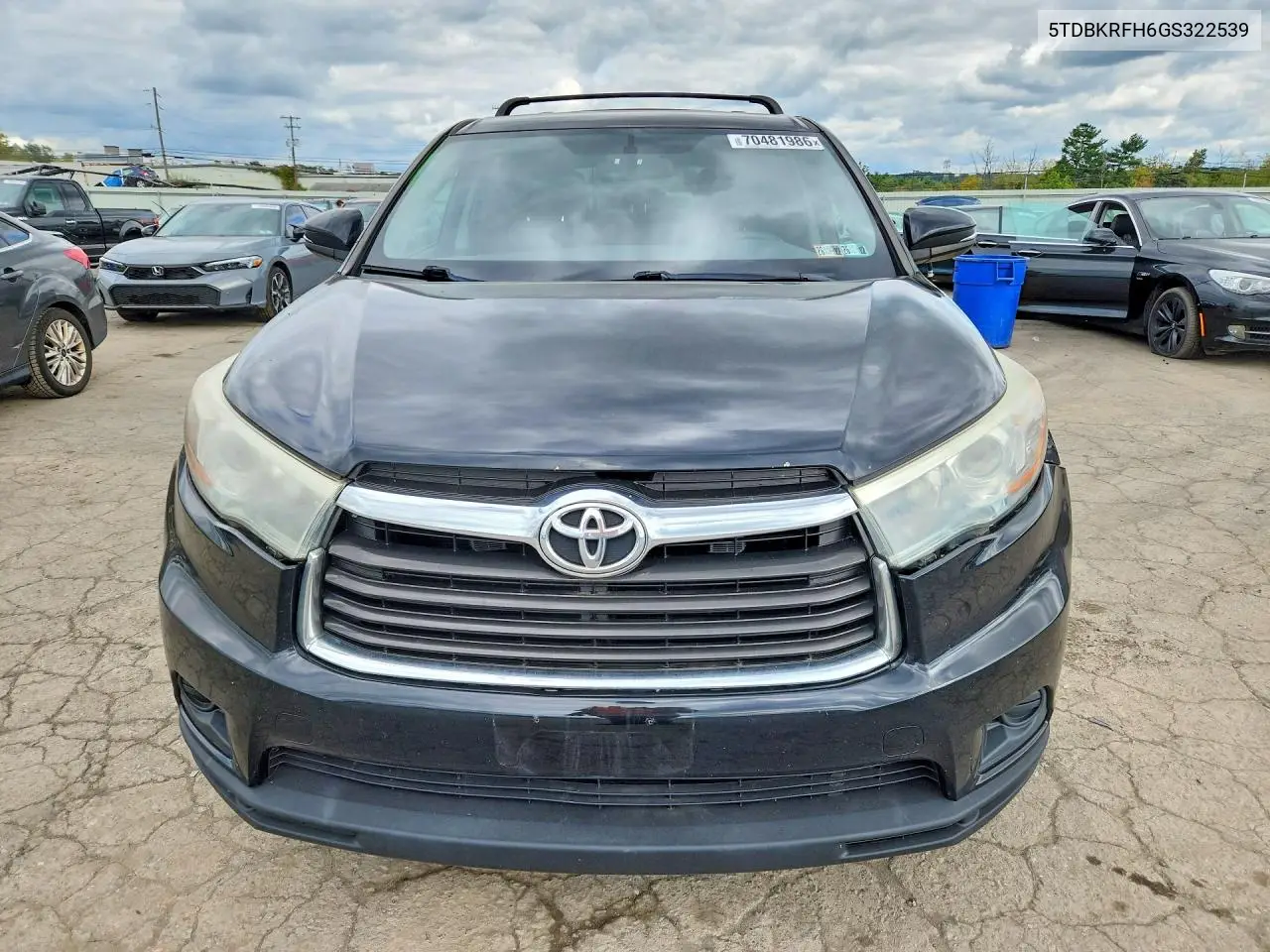 TOYOTA HIGHLANDER 2016, VIN 5TDBKRFH6GS322539