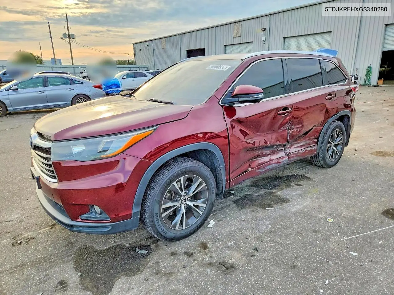 TOYOTA HIGHLANDER 2016, VIN 5TDJKRFHXGS340280