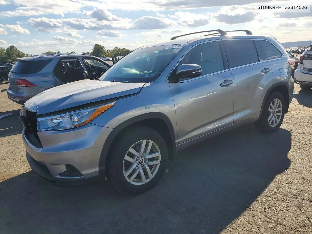 TOYOTA HIGHLANDER 2016, VIN 5TDBKRFH1GS314526