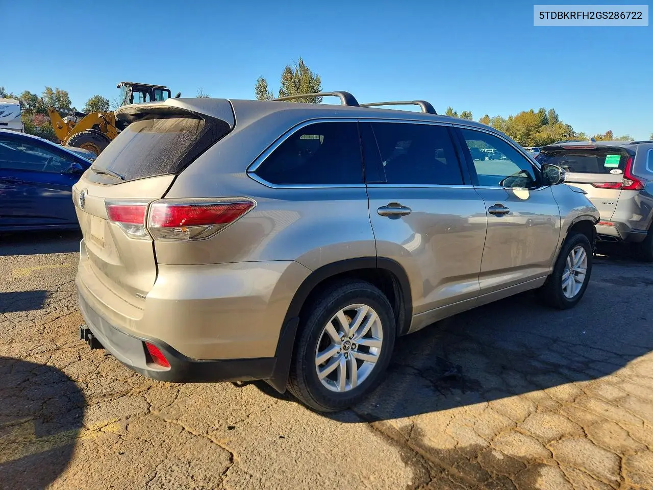 2016 TOYOTA HIGHLANDER VIN 5TDBKRFH2GS286722 — фото 3