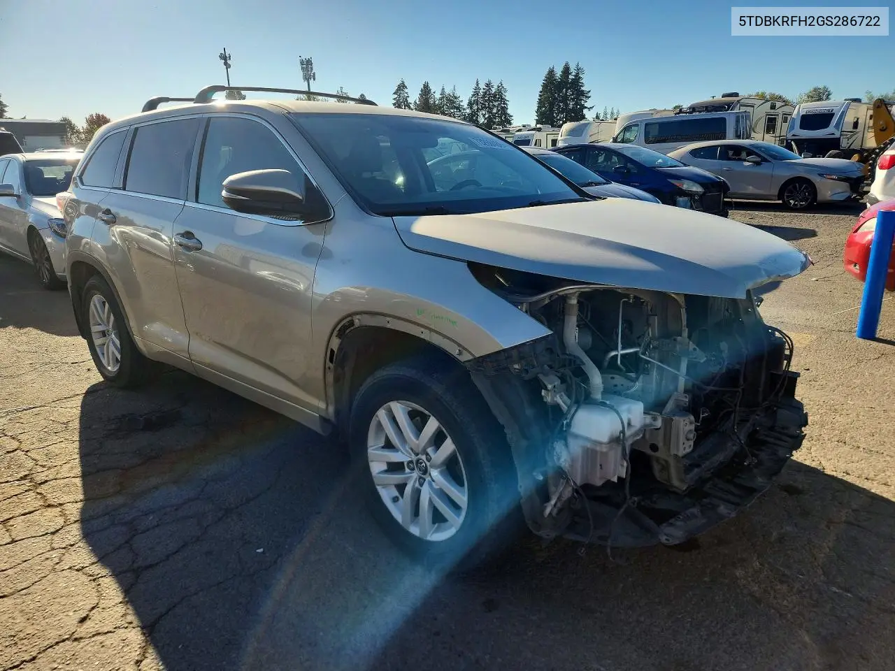 2016 TOYOTA HIGHLANDER VIN 5TDBKRFH2GS286722 — фото 4
