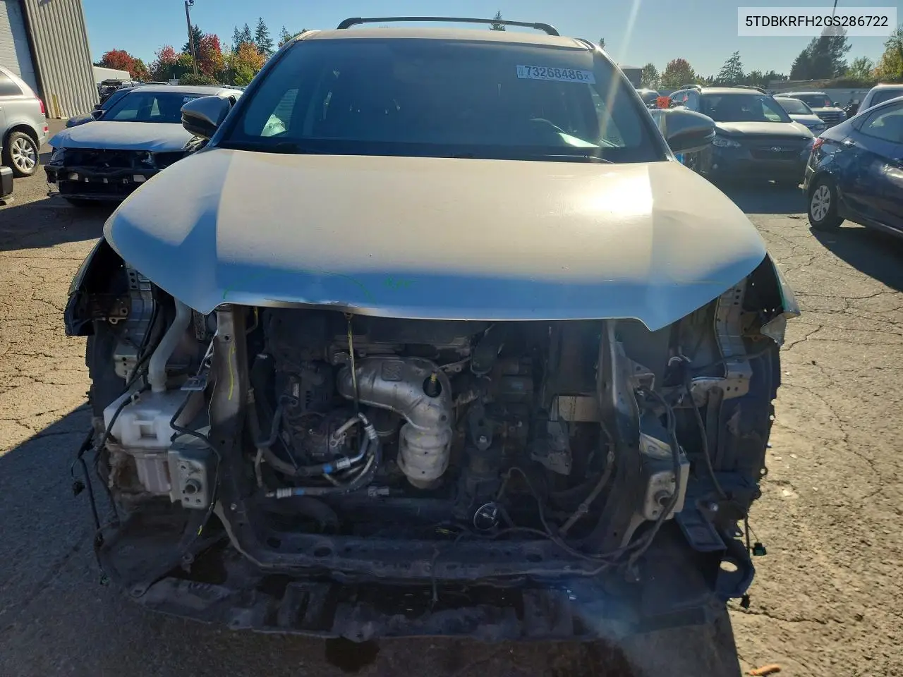 2016 TOYOTA HIGHLANDER VIN 5TDBKRFH2GS286722 — фото 5