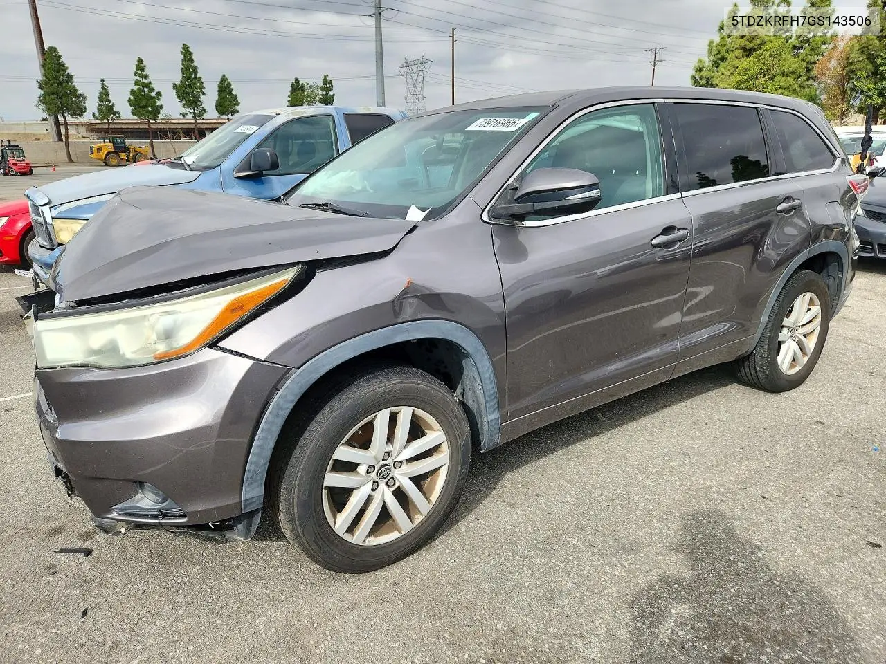 TOYOTA HIGHLANDER 2016, VIN 5TDZKRFH7GS143506