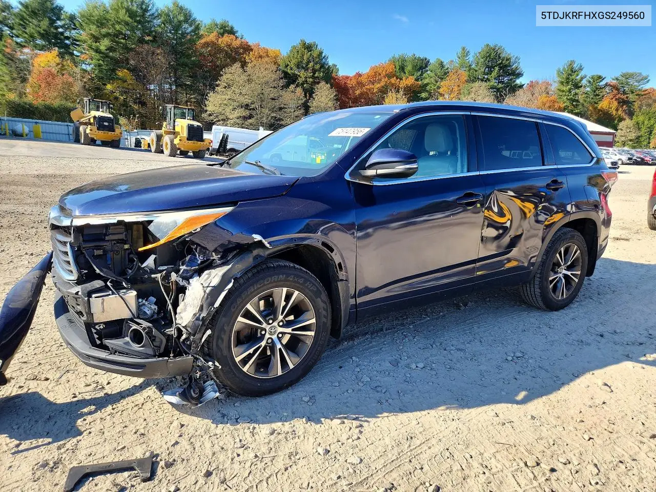 TOYOTA HIGHLANDER 2016, VIN 5TDJKRFHXGS249560