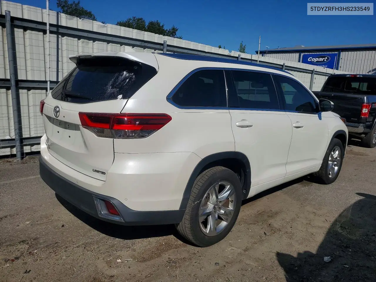 TOYOTA HIGHLANDER 2017, VIN 5TDYZRFH3HS233549