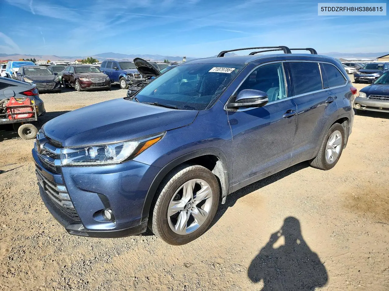 TOYOTA HIGHLANDER 2017, VIN 5TDDZRFH8HS386815