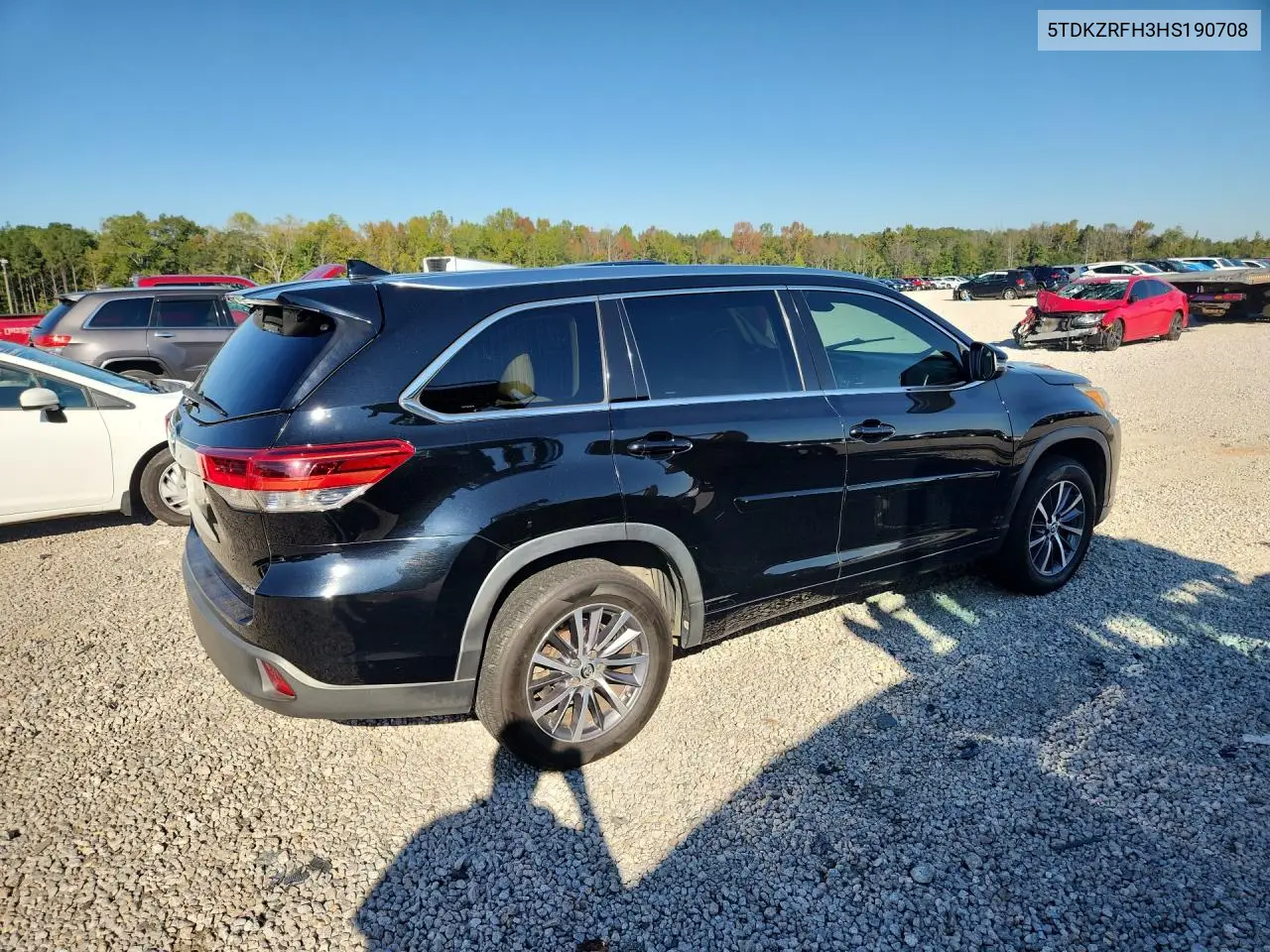 2017 TOYOTA HIGHLANDER VIN 5TDKZRFH3HS190708 — фото 3