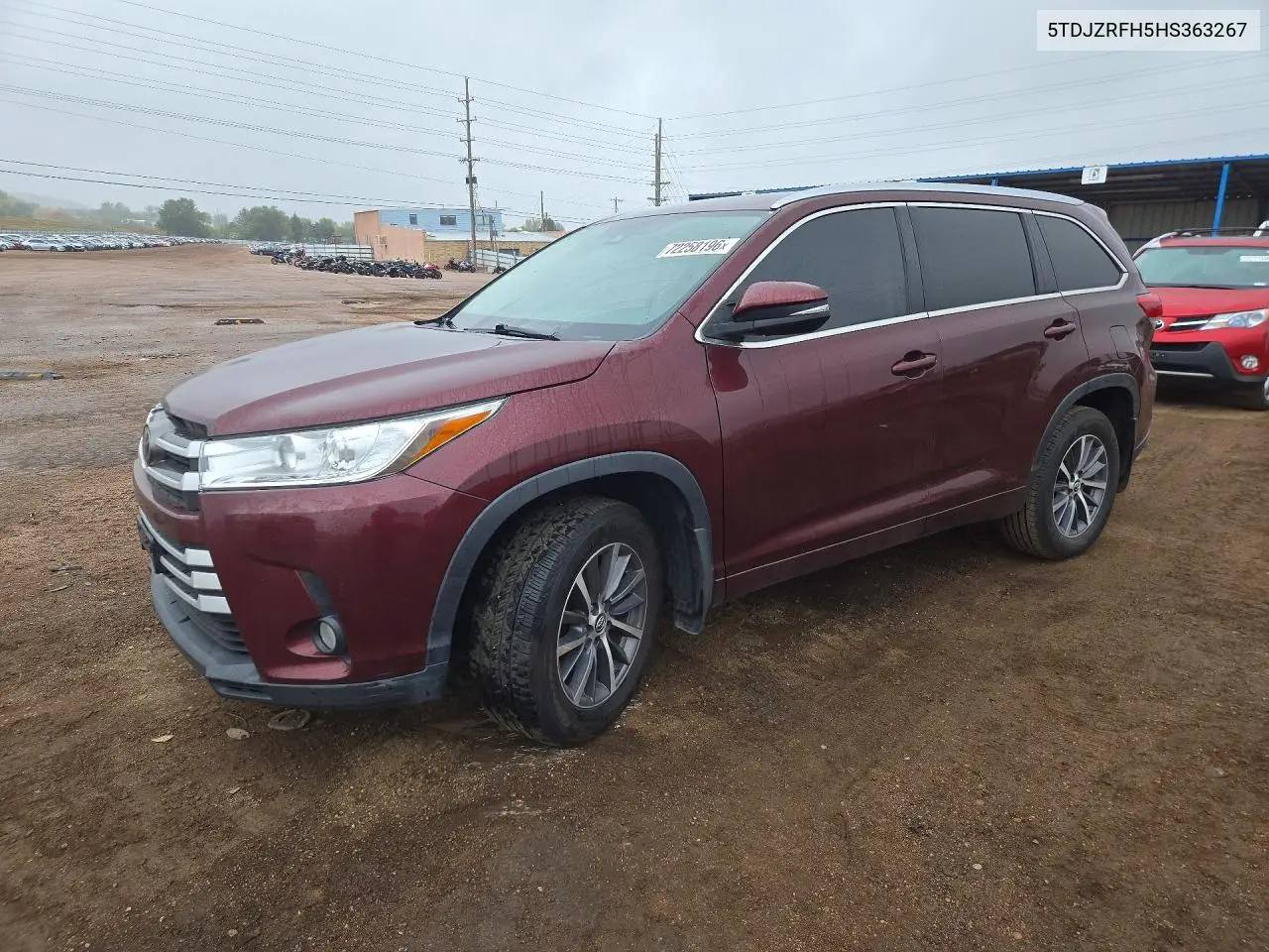 TOYOTA HIGHLANDER 2017, VIN 5TDJZRFH5HS363267