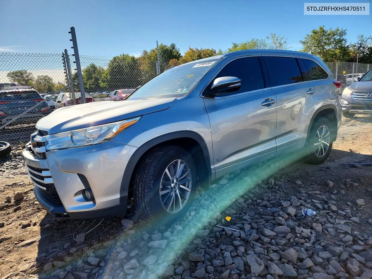 TOYOTA HIGHLANDER 2017, VIN 5TDJZRFHXHS470511