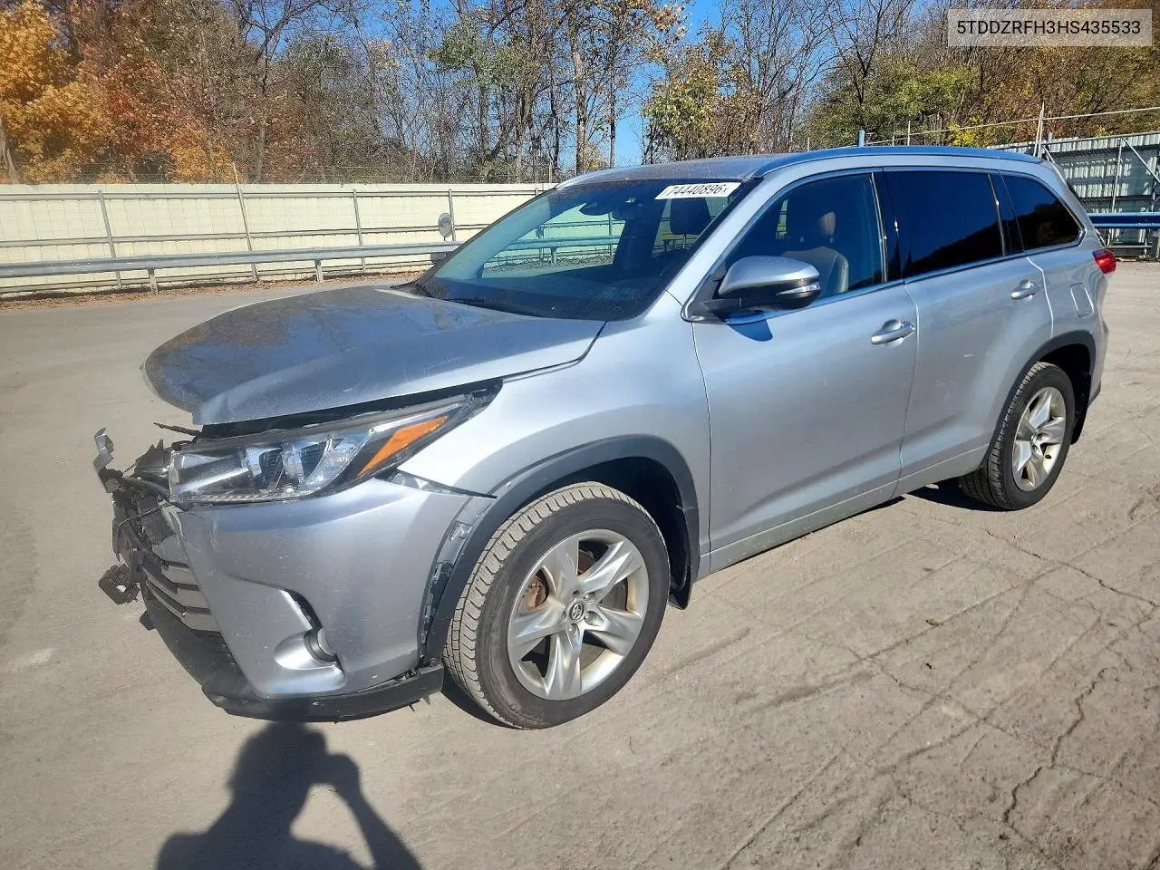 TOYOTA HIGHLANDER 2017, VIN 5TDDZRFH3HS435533