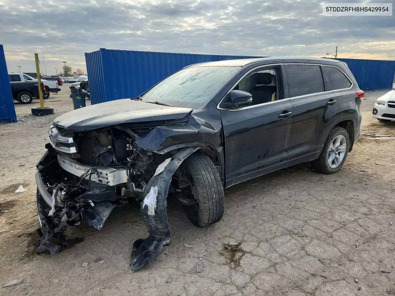 TOYOTA HIGHLANDER 2017, VIN 5TDDZRFH8HS429954