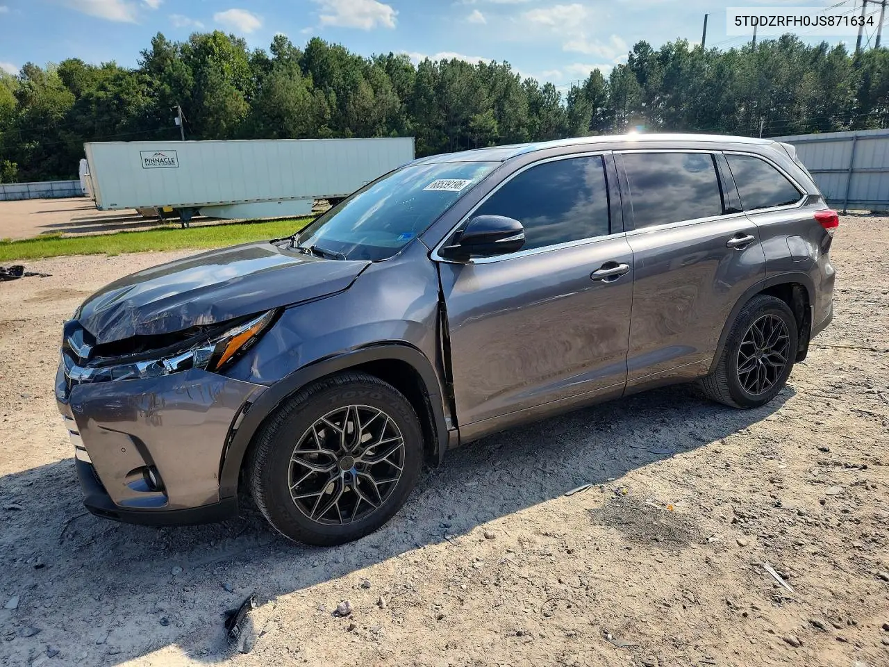 TOYOTA HIGHLANDER 2018, VIN 5TDDZRFH0JS871634