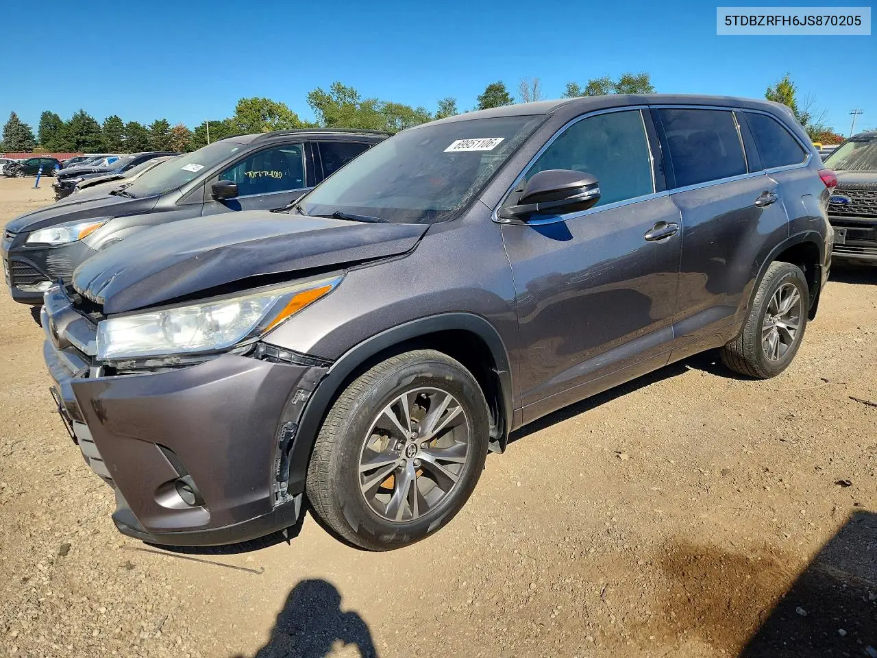 TOYOTA HIGHLANDER 2018, VIN 5TDBZRFH6JS870205