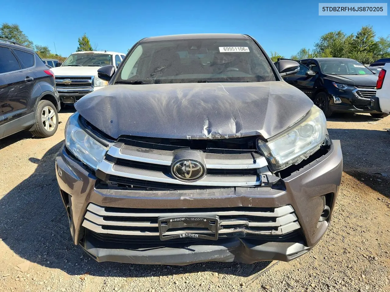 2018 TOYOTA HIGHLANDER VIN 5TDBZRFH6JS870205 — фото 5