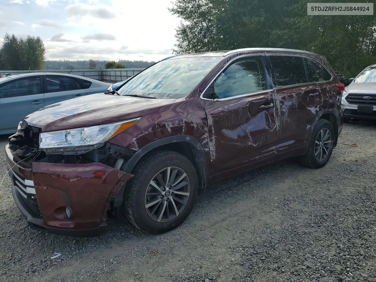 TOYOTA HIGHLANDER 2018, VIN 5TDJZRFH2JS844924