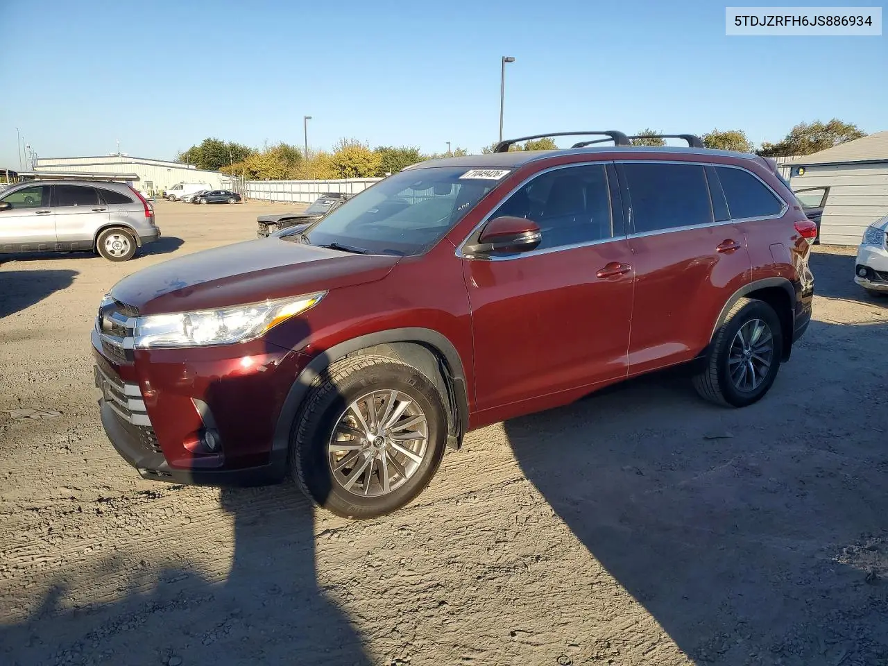 TOYOTA HIGHLANDER 2018, VIN 5TDJZRFH6JS886934
