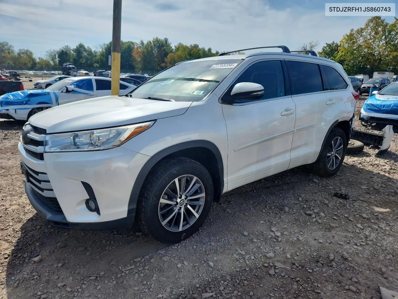 TOYOTA HIGHLANDER 2018, VIN 5TDJZRFH1JS860743