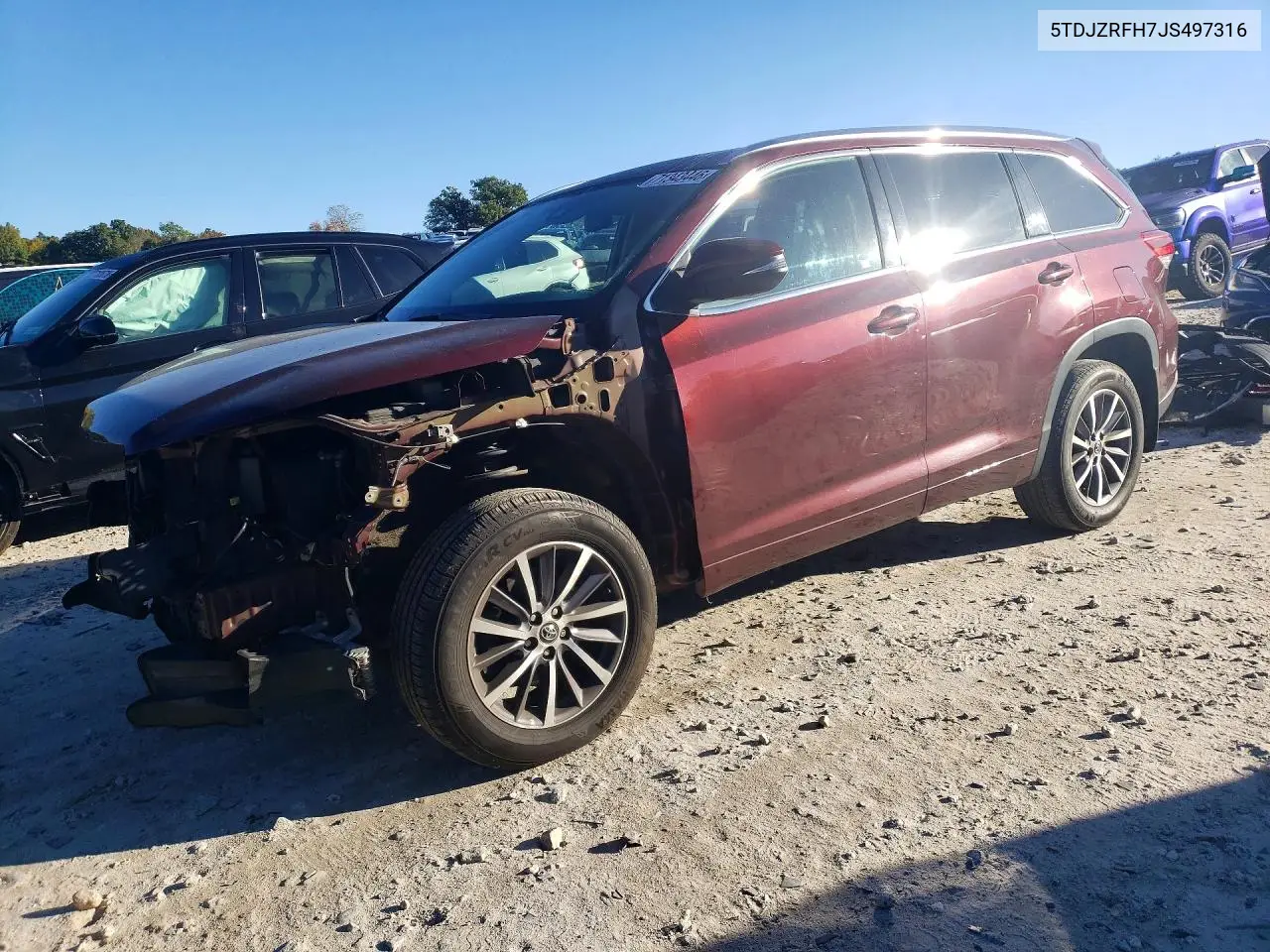 TOYOTA HIGHLANDER 2018, VIN 5TDJZRFH7JS497316