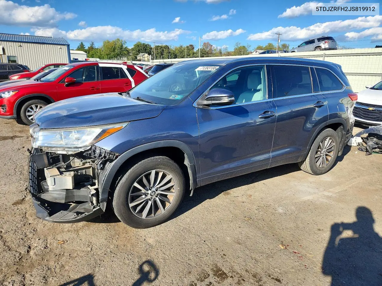 TOYOTA HIGHLANDER 2018, VIN 5TDJZRFH2JS819912