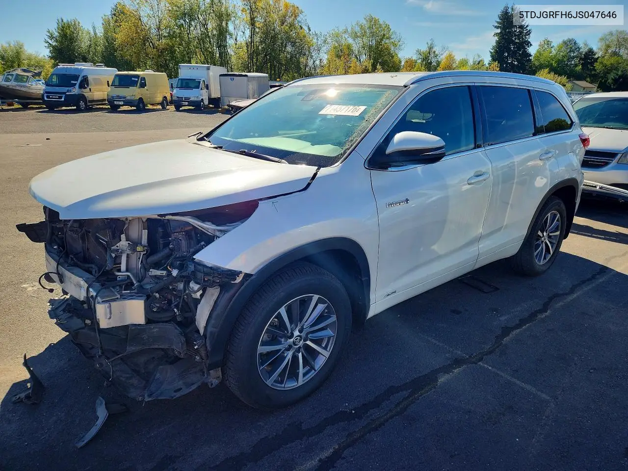 TOYOTA HIGHLANDER 2018, VIN 5TDJGRFH6JS047646