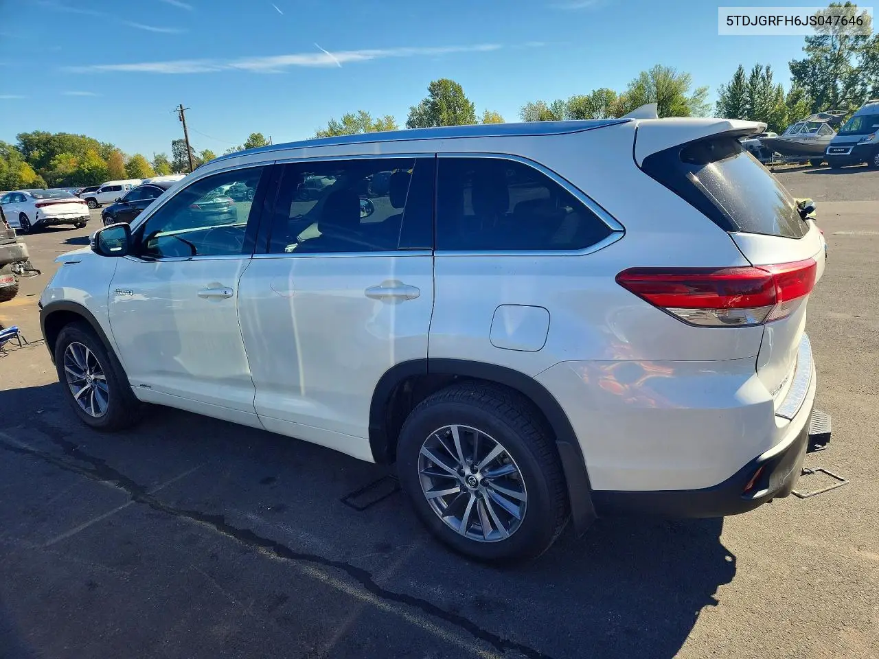 2018 TOYOTA HIGHLANDER VIN 5TDJGRFH6JS047646 — фото 2