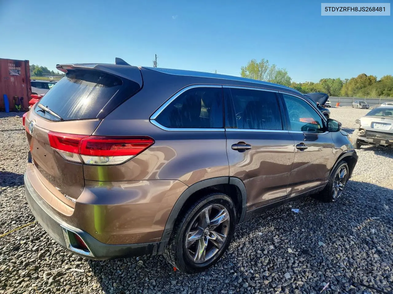 2018 TOYOTA HIGHLANDER VIN 5TDYZRFH8JS268481 — фото 3