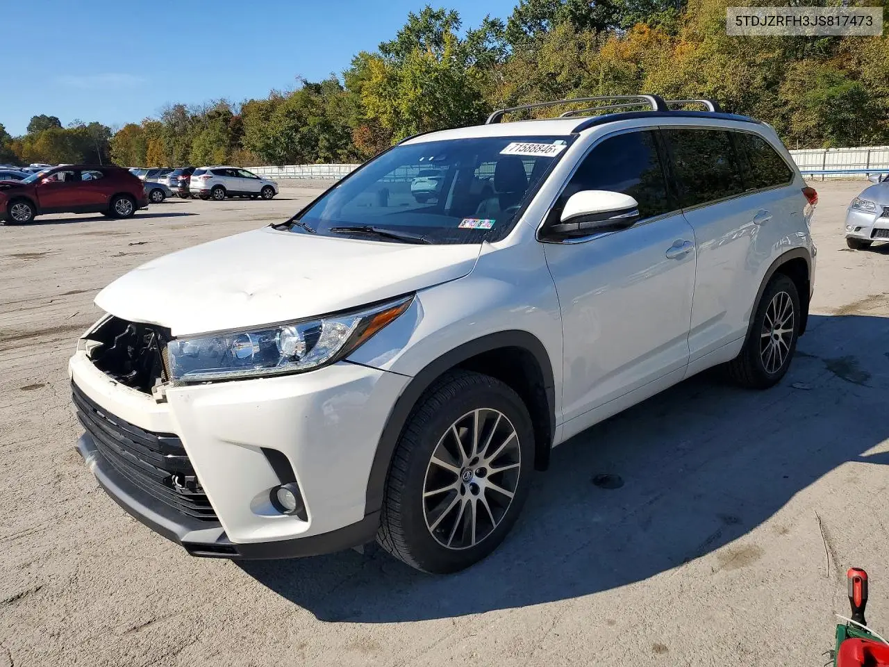 TOYOTA HIGHLANDER 2018, VIN 5TDJZRFH3JS817473