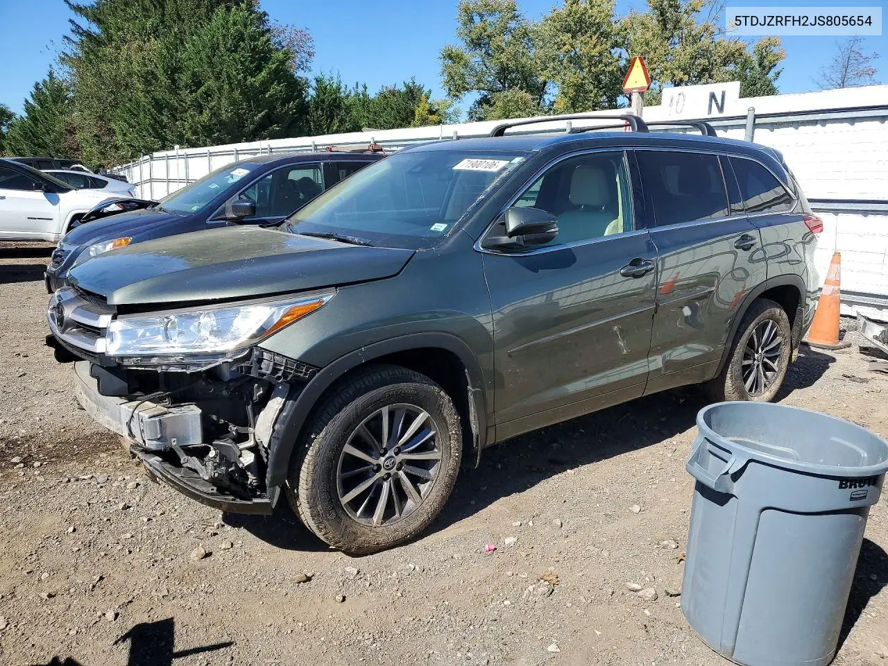 TOYOTA HIGHLANDER 2018, VIN 5TDJZRFH2JS805654