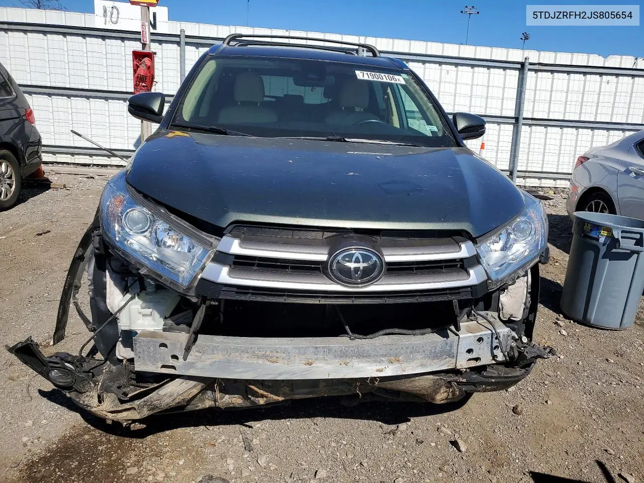 2018 TOYOTA HIGHLANDER VIN 5TDJZRFH2JS805654 — фото 5