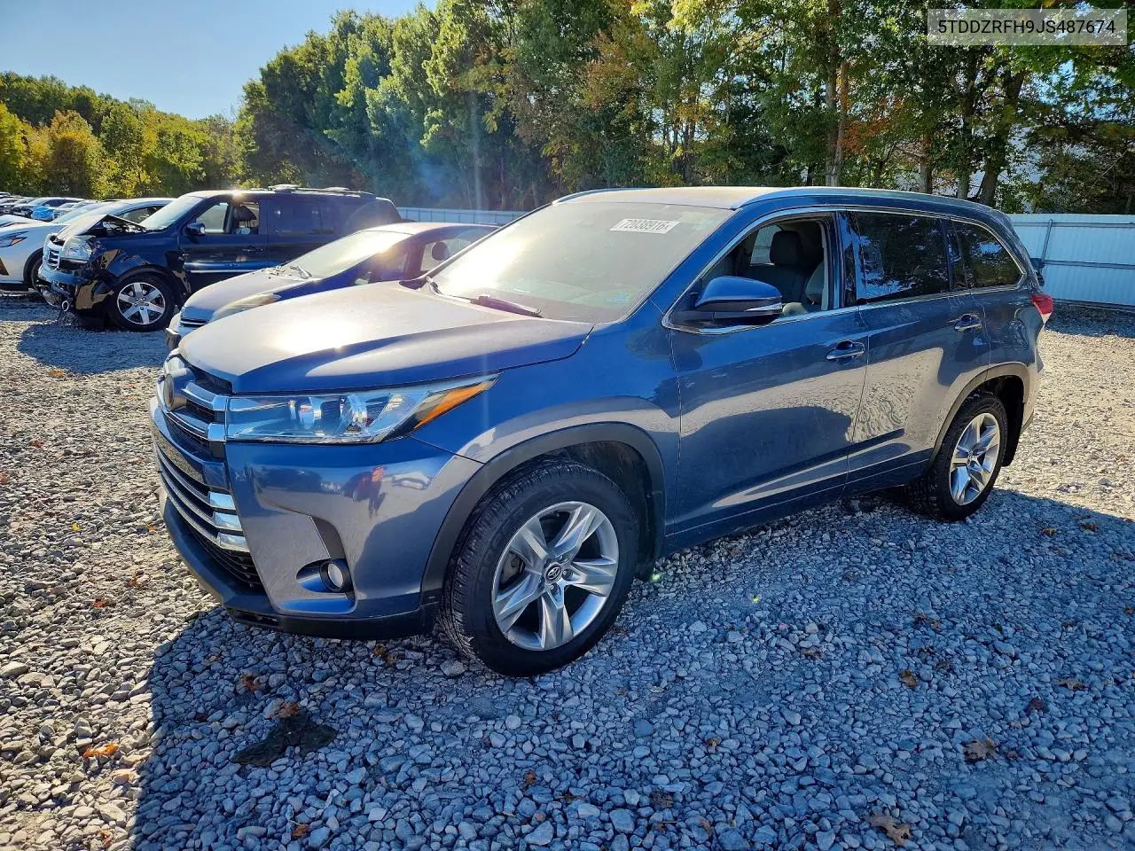 TOYOTA HIGHLANDER 2018, VIN 5TDDZRFH9JS487674