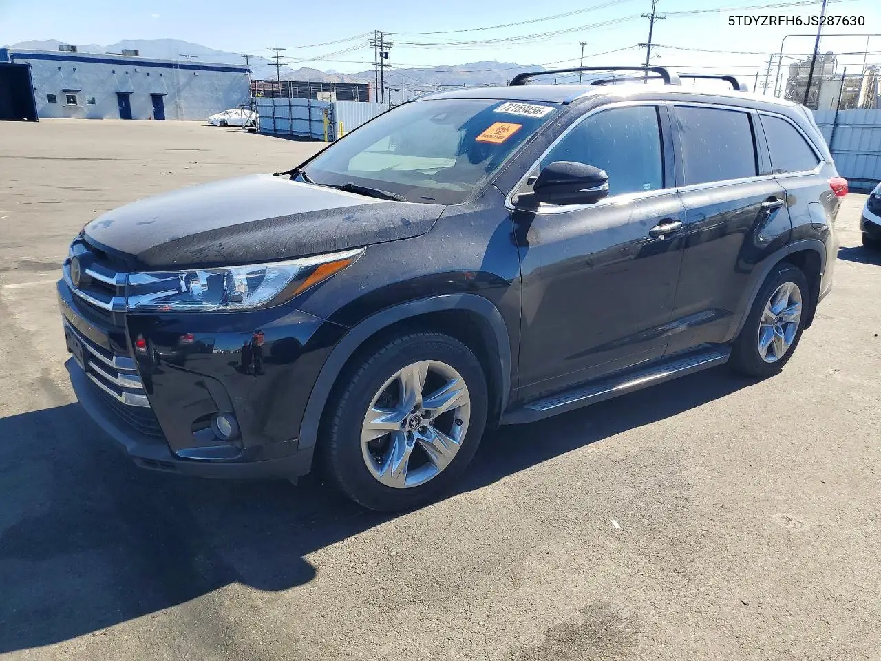TOYOTA HIGHLANDER 2018, VIN 5TDYZRFH6JS287630