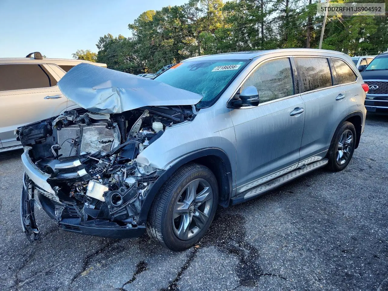 TOYOTA HIGHLANDER 2018, VIN 5TDDZRFH1JS904592