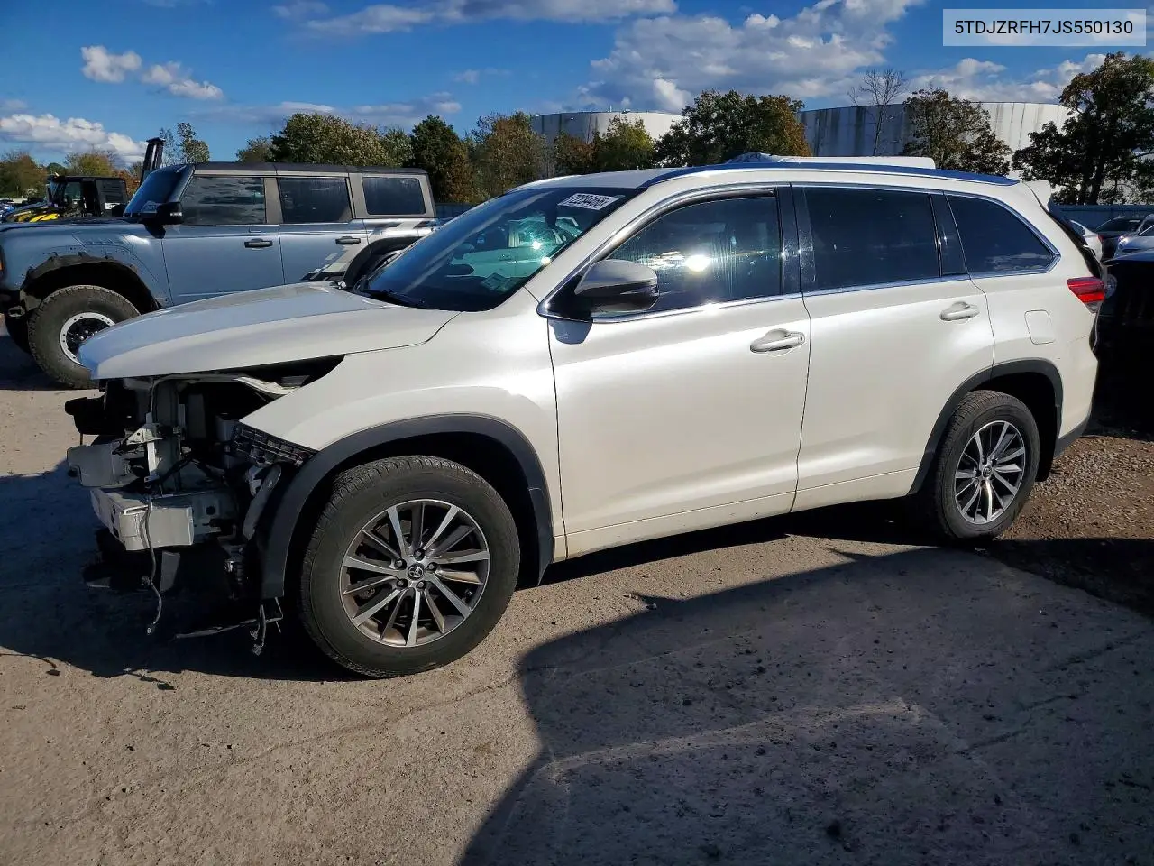 TOYOTA HIGHLANDER 2018, VIN 5TDJZRFH7JS550130