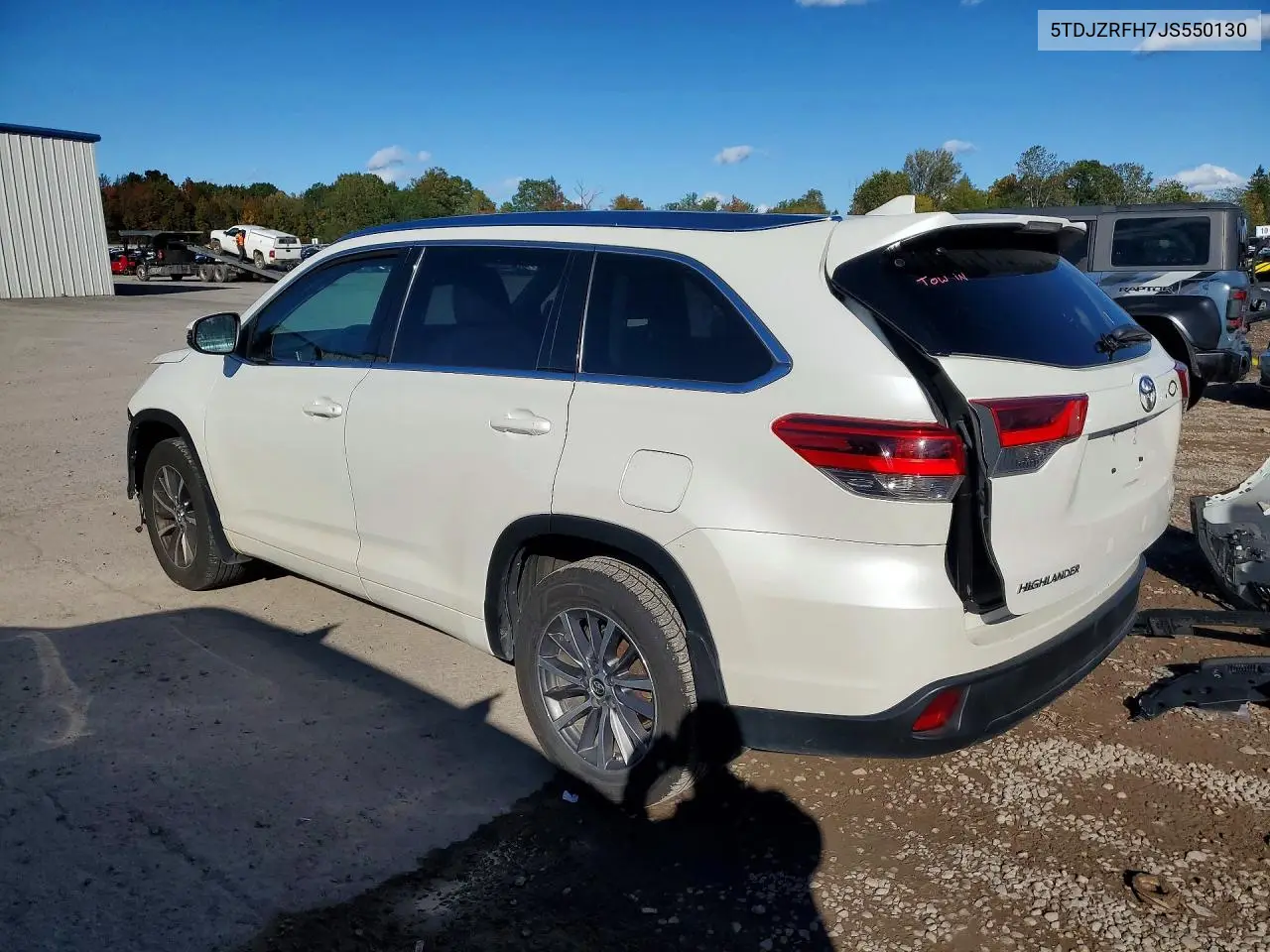 2018 TOYOTA HIGHLANDER VIN 5TDJZRFH7JS550130 — фото 2