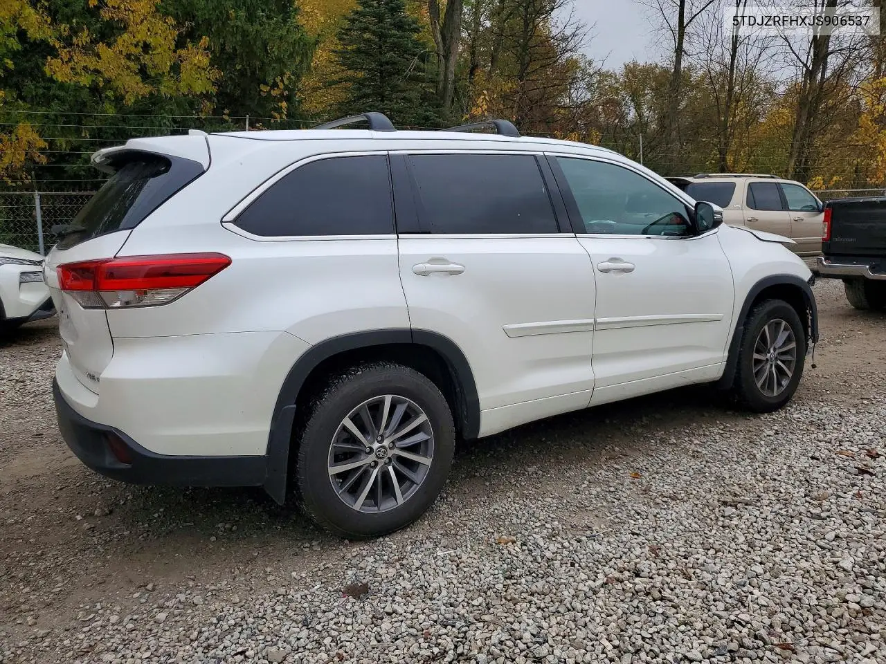 2018 TOYOTA HIGHLANDER VIN 5TDJZRFHXJS906537 — фото 3