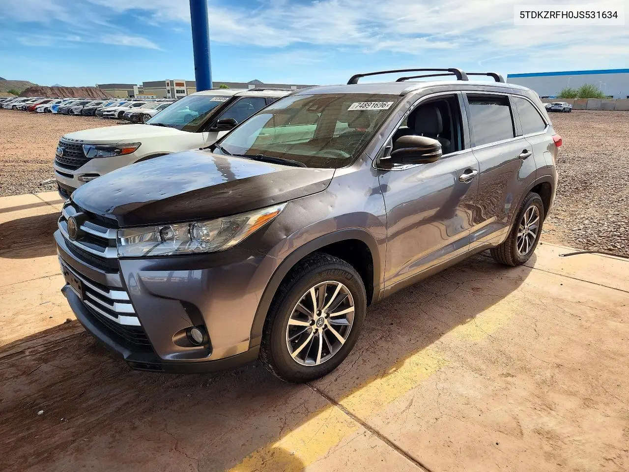 TOYOTA HIGHLANDER 2018, VIN 5TDKZRFH0JS531634