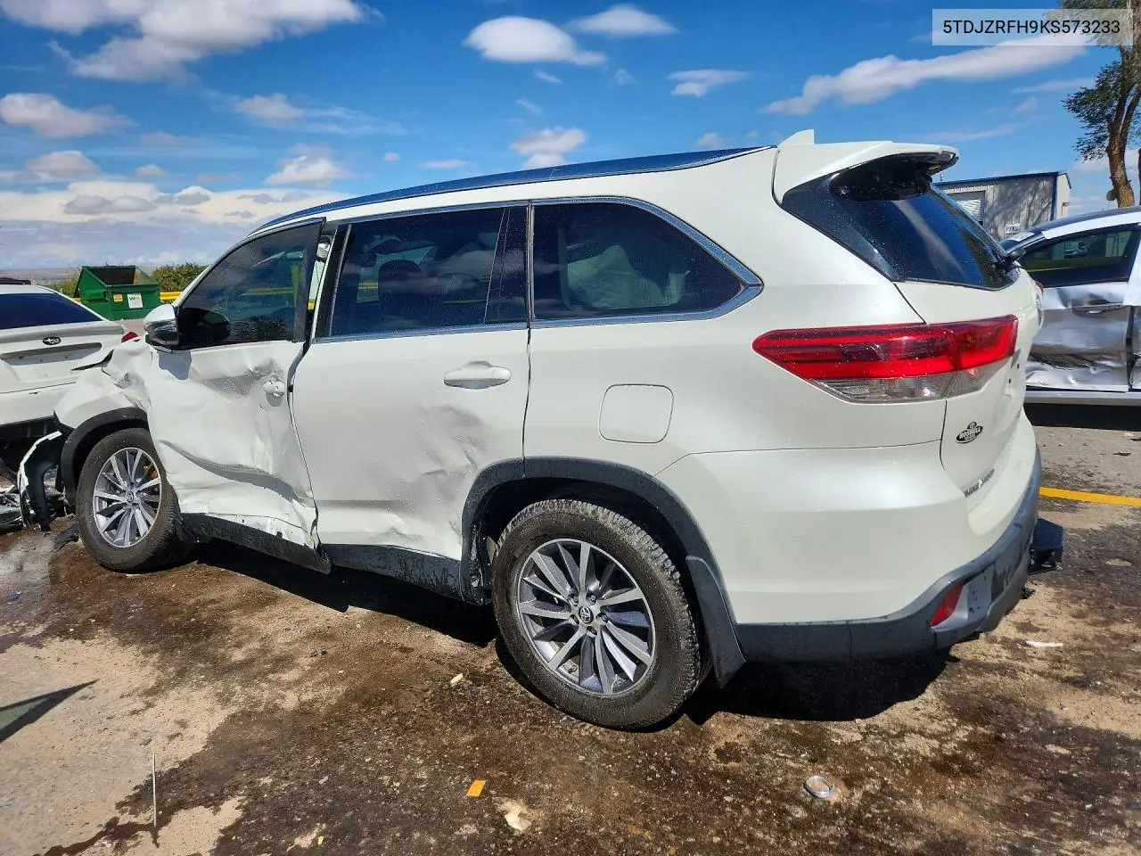 2019 TOYOTA HIGHLANDER VIN 5TDJZRFH9KS573233 — фото 2