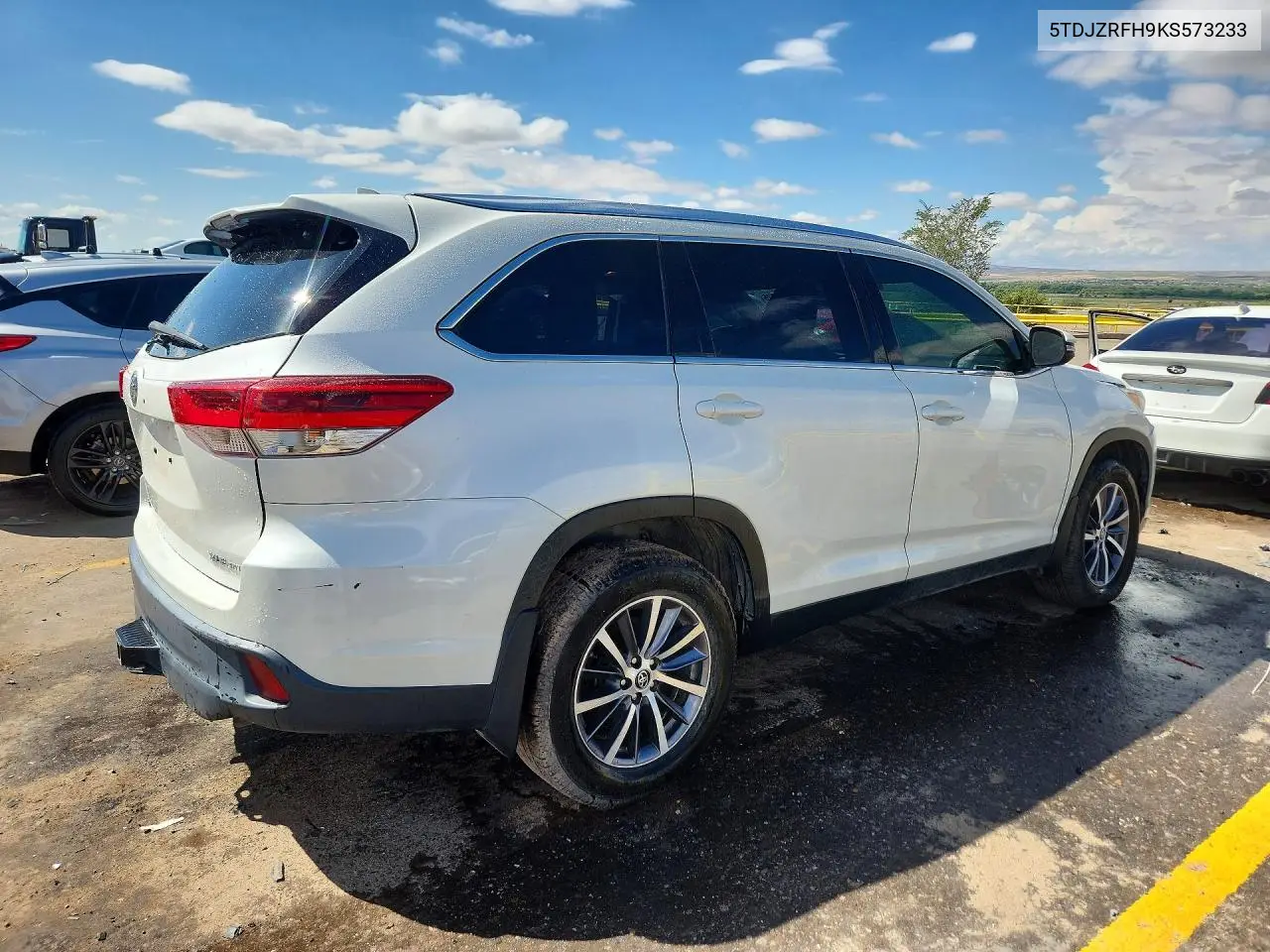 2019 TOYOTA HIGHLANDER VIN 5TDJZRFH9KS573233 — фото 3