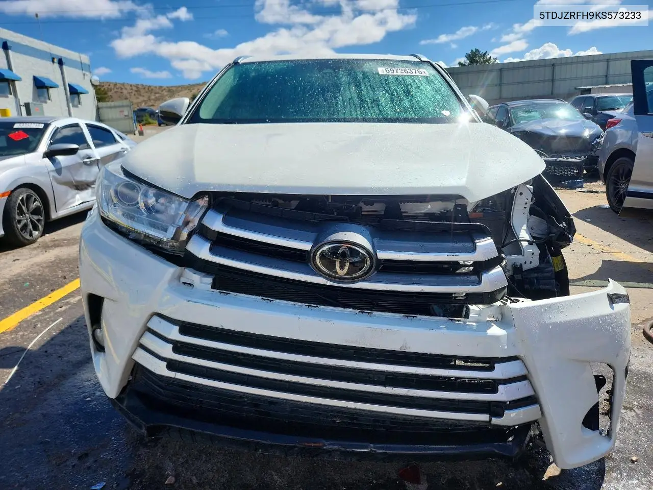 2019 TOYOTA HIGHLANDER VIN 5TDJZRFH9KS573233 — фото 5