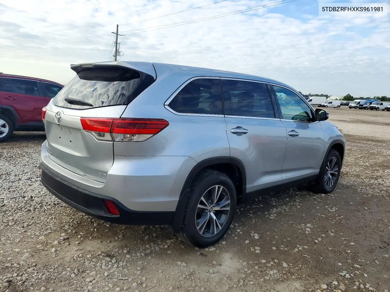 2019 TOYOTA HIGHLANDER VIN 5TDBZRFHXKS961981 — фото 3